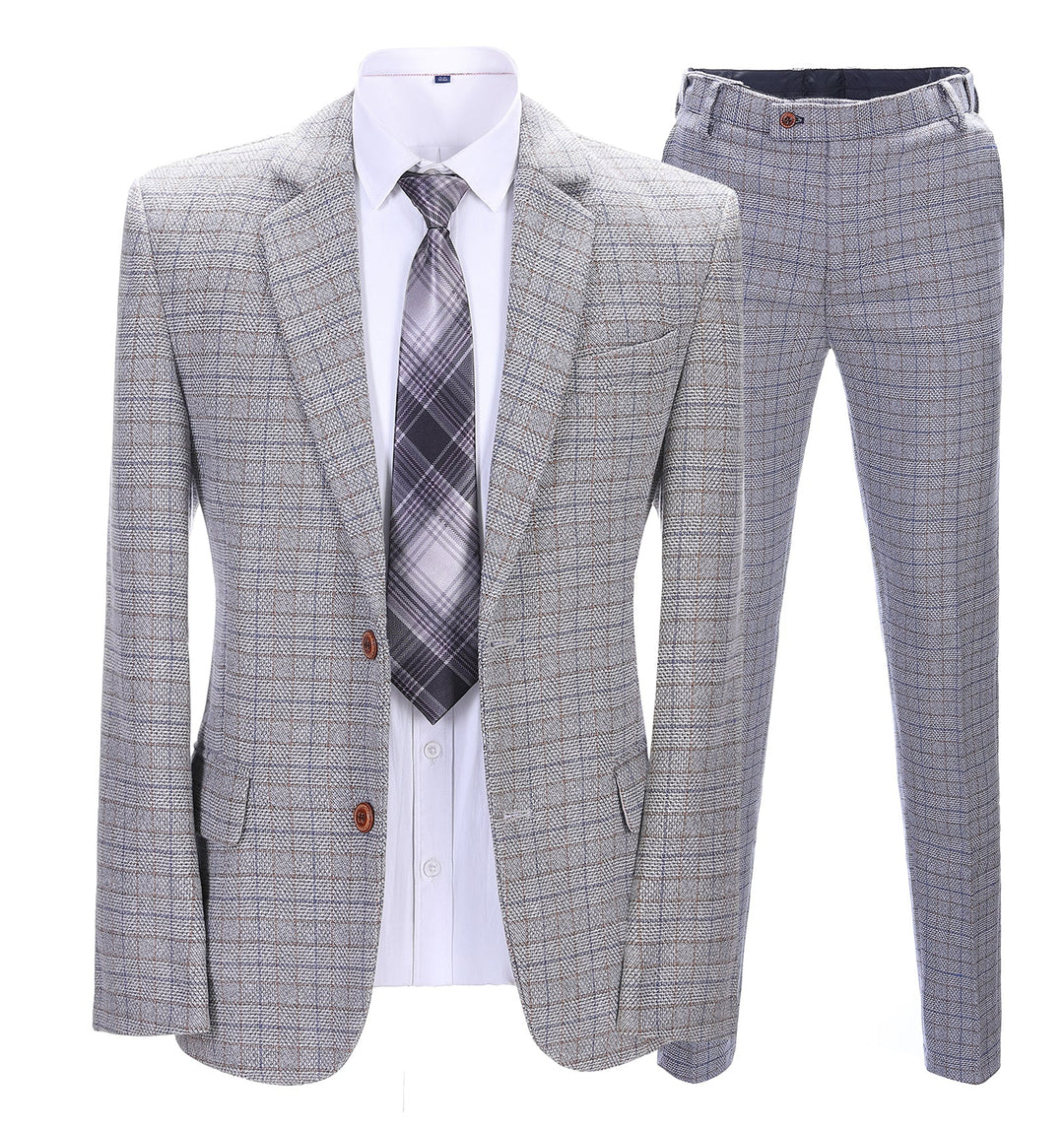 Mens Suit Business 2 Pieces Formal White Houndstooth Notch Lapel Tuxedos for Wedding (Blazer+Pants) mens event wear