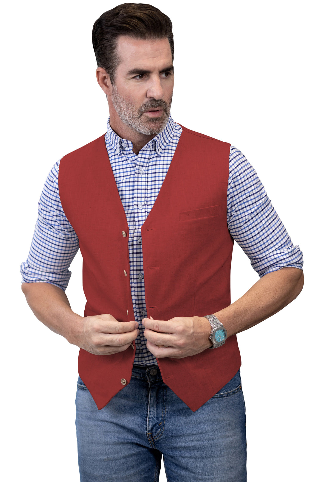 Mens Suit Flat Linen V Neck Waistcoat For Wedding mens event wear