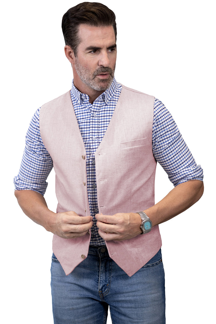 Mens Suit Flat Linen V Neck Waistcoat For Wedding mens event wear