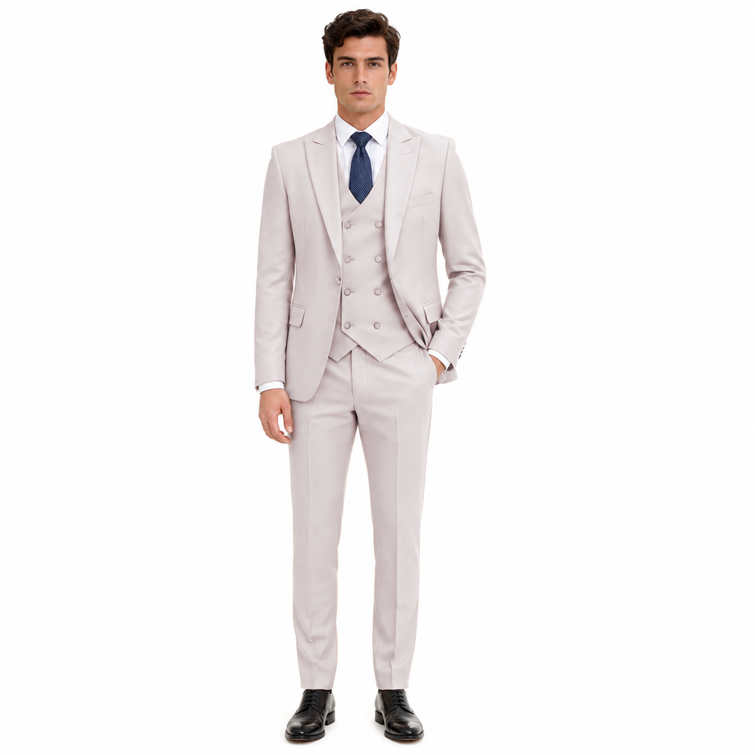 Menseventwear 3 Piece Mens Suit Slim Fit Solid Peak Lapel Suit (Blazer + Vest + Pants) Mens Event Wear