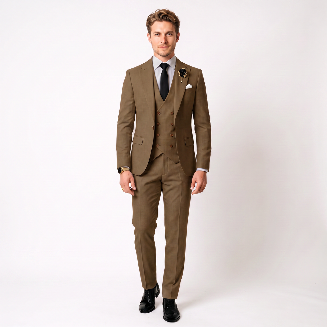 Menseventwear 3 Piece Mens Suit Slim Fit Solid Peak Lapel Suit (Blazer + Vest + Pants) Mens Event Wear