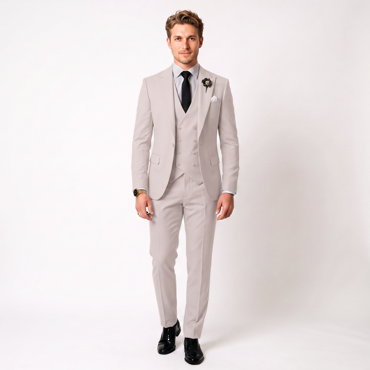 Menseventwear 3 Piece Mens Suit Slim Fit Solid Peak Lapel Suit (Blazer + Vest + Pants) Mens Event Wear