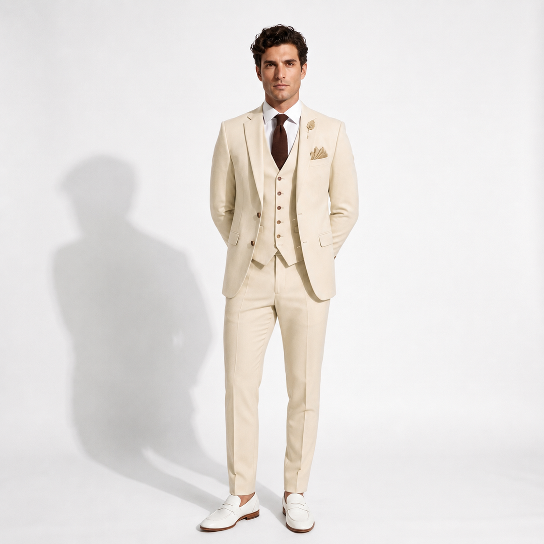 Menseventwear Fashion 3 Pieces Mens Suit Flat Notch Lapel Tuxedos (Blazer+vest+Pants) Mens Event Wear