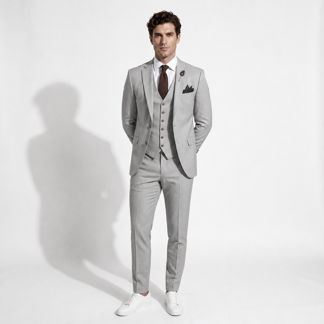 Menseventwear Fashion 3 Pieces Mens Suit Flat Notch Lapel Tuxedos (Blazer+vest+Pants) Mens Event Wear