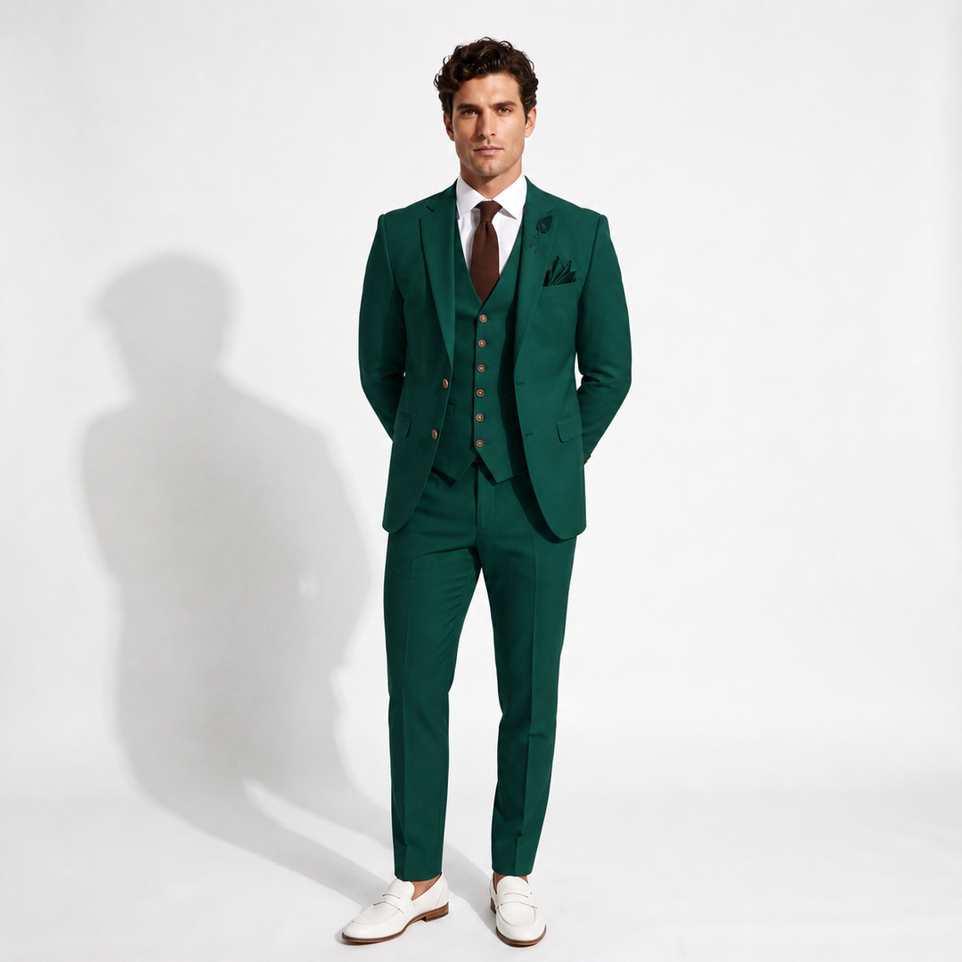Menseventwear Fashion 3 Pieces Mens Suit Flat Notch Lapel Tuxedos (Blazer+vest+Pants) Mens Event Wear