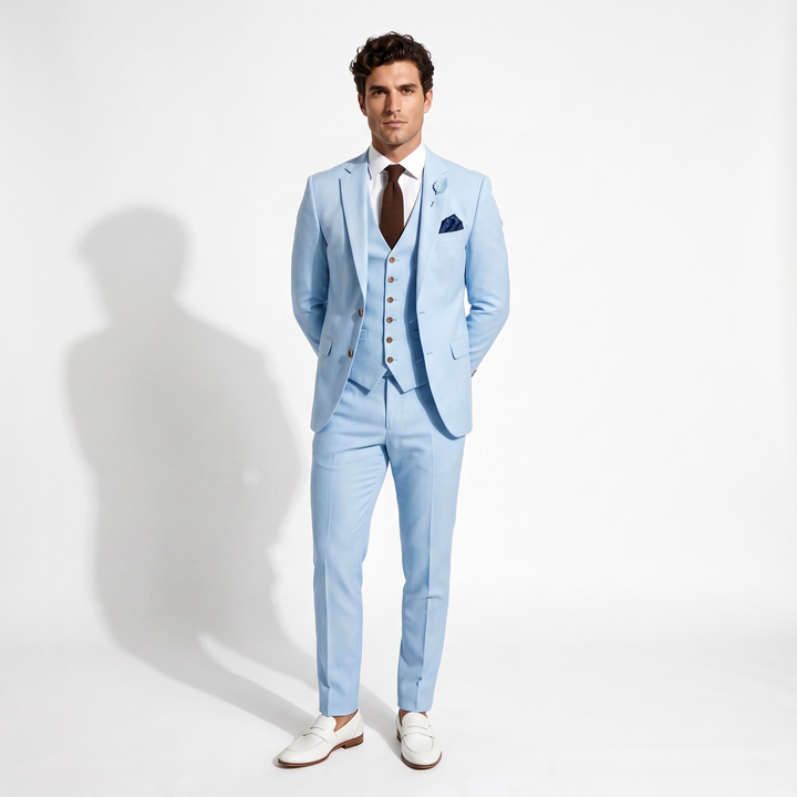 Menseventwear Fashion 3 Pieces Mens Suit Flat Notch Lapel Tuxedos (Blazer+vest+Pants) Mens Event Wear