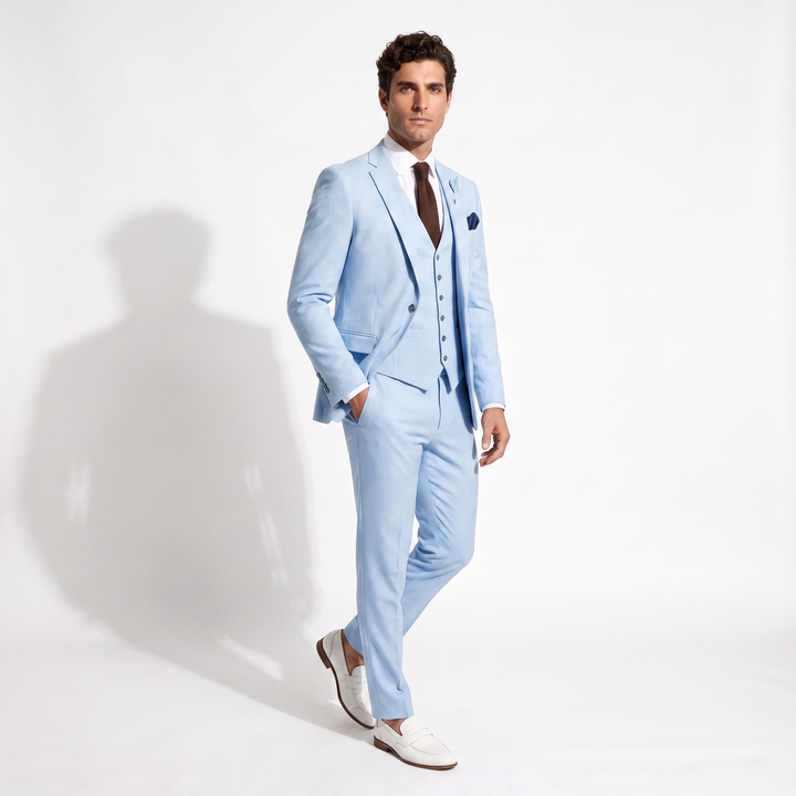 Menseventwear Fashion 3 Pieces Mens Suit Flat Notch Lapel Tuxedos (Blazer+vest+Pants) Mens Event Wear