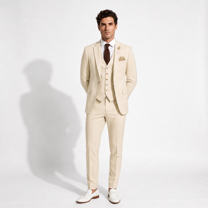 Menseventwear Fashion 3 Pieces Mens Suit Flat Notch Lapel Tuxedos (Blazer+vest+Pants) Mens Event Wear
