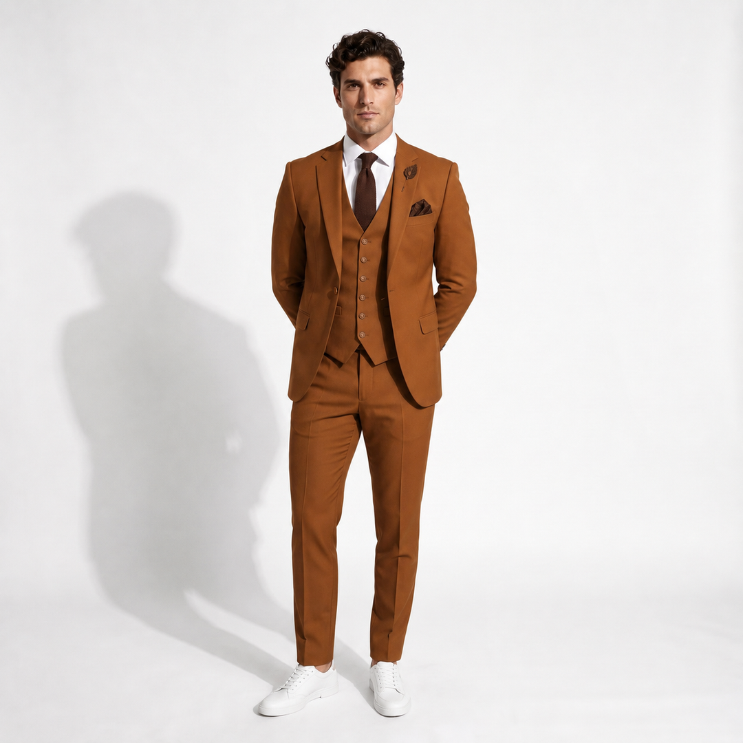 Menseventwear Fashion 3 Pieces Mens Suit Flat Notch Lapel Tuxedos (Blazer+vest+Pants) Mens Event Wear