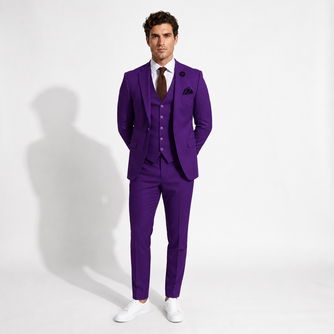 Menseventwear Fashion 3 Pieces Mens Suit Flat Notch Lapel Tuxedos (Blazer+vest+Pants) Mens Event Wear