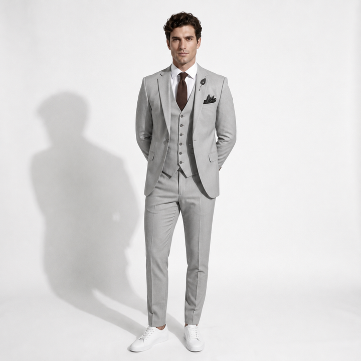 Menseventwear Fashion 3 Pieces Mens Suit Flat Notch Lapel Tuxedos (Blazer+vest+Pants) Mens Event Wear