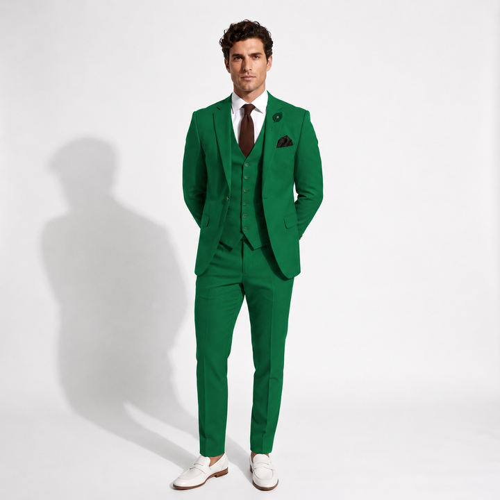 Menseventwear Fashion 3 Pieces Mens Suit Flat Notch Lapel Tuxedos (Blazer+vest+Pants) Mens Event Wear