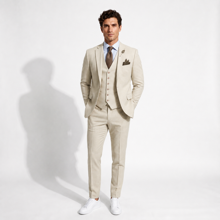 Menseventwear Fashion 3 Pieces Mens Suit Flat Notch Lapel Tuxedos (Blazer+vest+Pants) Mens Event Wear