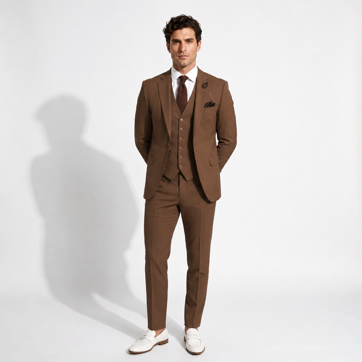 Menseventwear Fashion 3 Pieces Mens Suit Flat Notch Lapel Tuxedos (Blazer+vest+Pants) Mens Event Wear