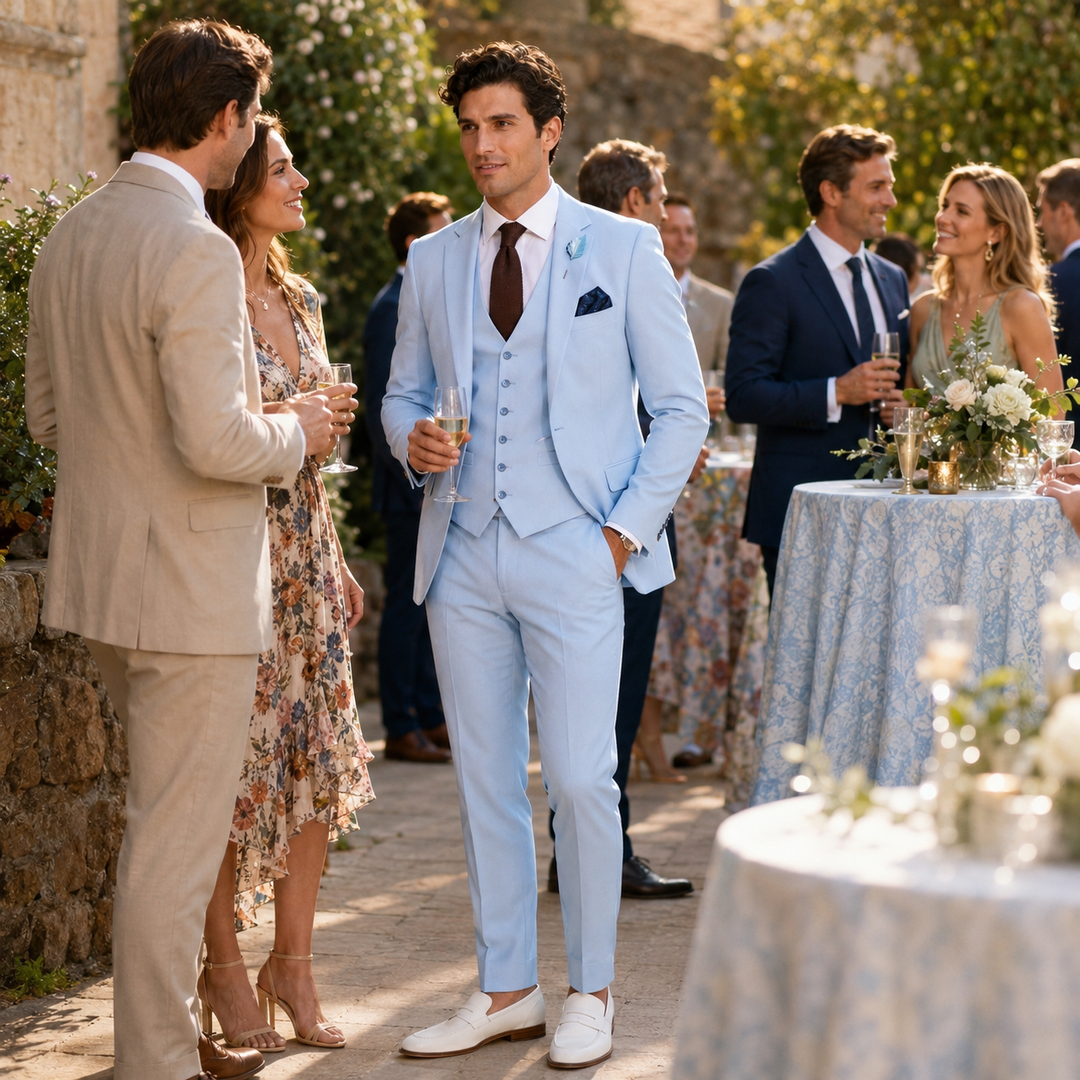 Menseventwear Fashion 3 Pieces Mens Suit Flat Notch Lapel Tuxedos (Blazer+vest+Pants) Mens Event Wear