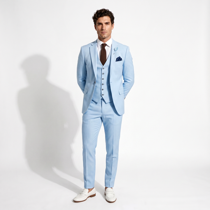 Menseventwear Fashion 3 Pieces Mens Suit Flat Notch Lapel Tuxedos (Blazer+vest+Pants) Mens Event Wear
