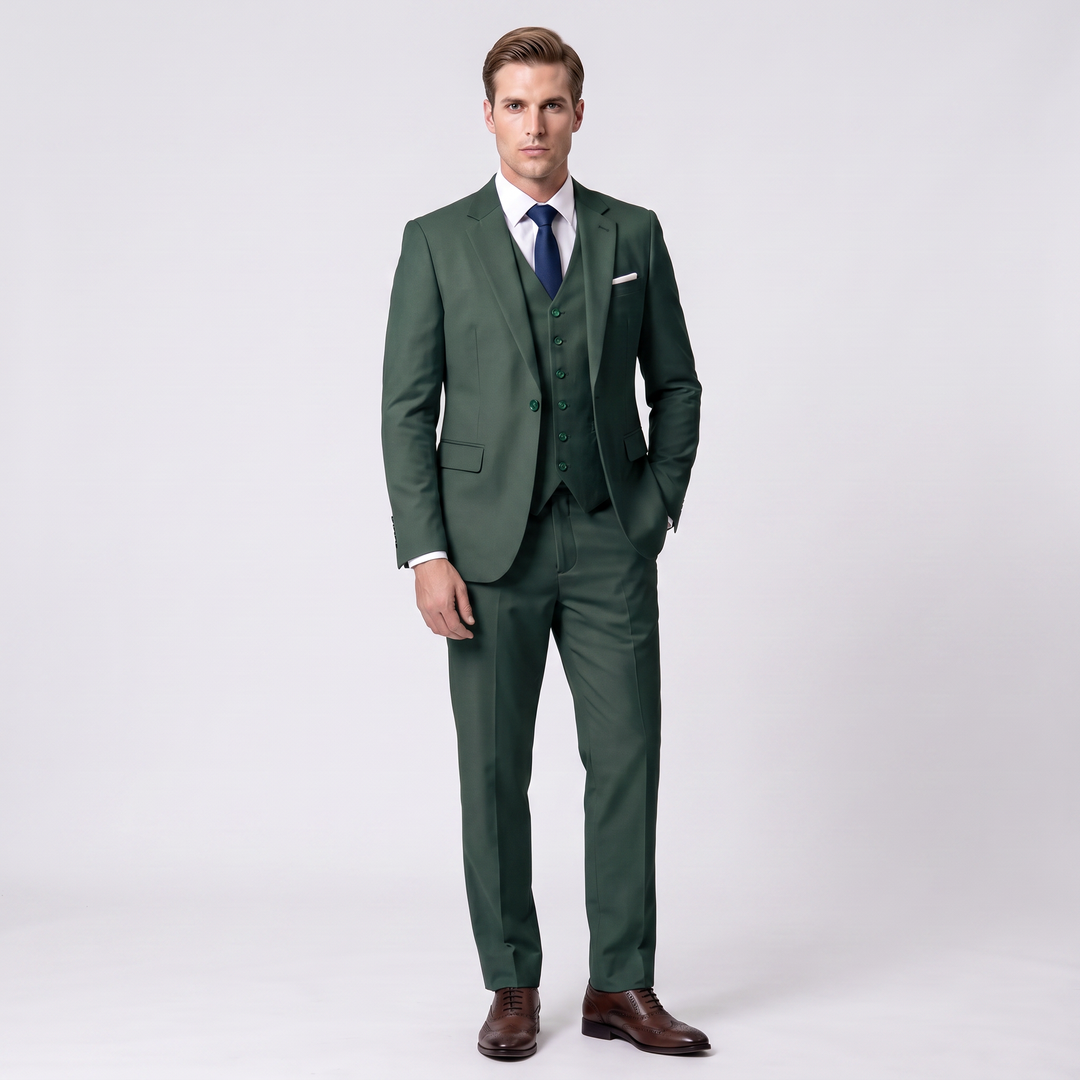 Menseventwear Fashion 3 Pieces Mens Suit Flat Notch Lapel Tuxedos (Blazer+vest+Pants) Mens Event Wear