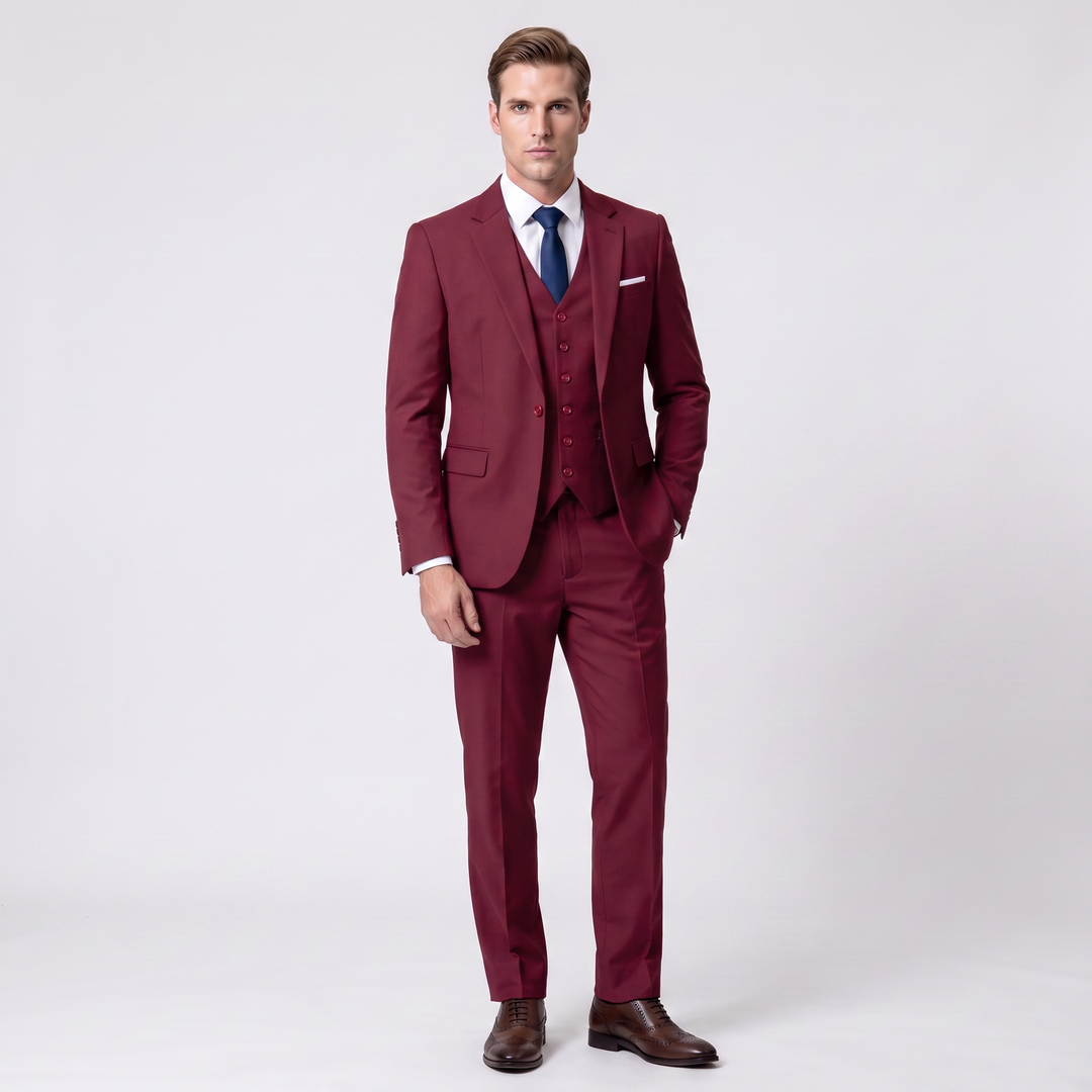 Menseventwear Fashion 3 Pieces Mens Suit Flat Notch Lapel Tuxedos (Blazer+vest+Pants) Mens Event Wear