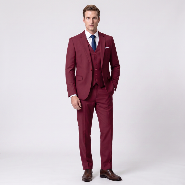 Menseventwear Fashion 3 Pieces Mens Suit Flat Notch Lapel Tuxedos (Blazer+vest+Pants) Mens Event Wear