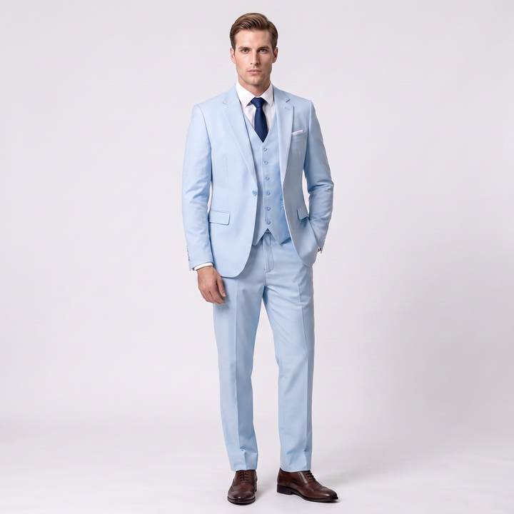 Menseventwear Fashion 3 Pieces Mens Suit Flat Notch Lapel Tuxedos (Blazer+vest+Pants) Mens Event Wear