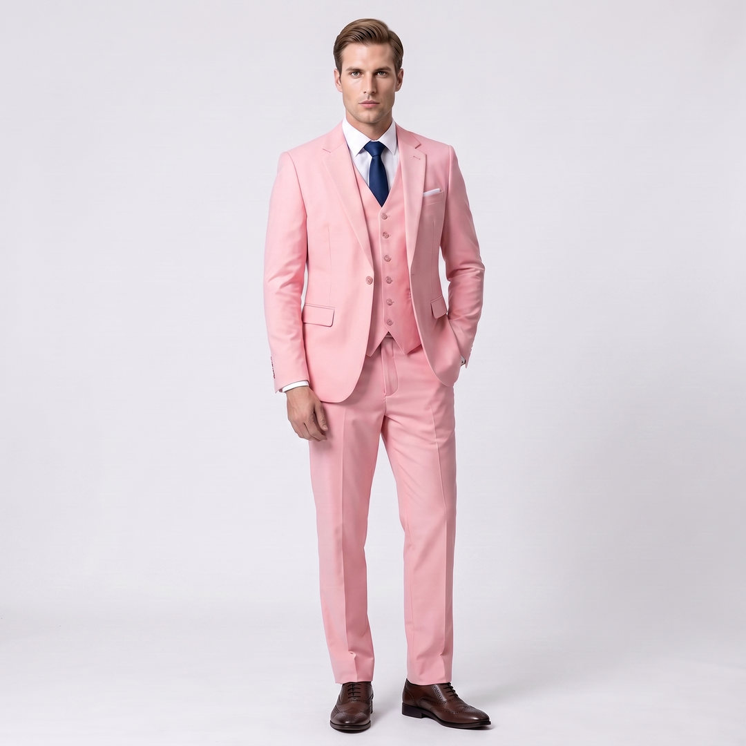 Menseventwear Fashion 3 Pieces Mens Suit Flat Notch Lapel Tuxedos (Blazer+vest+Pants) Mens Event Wear