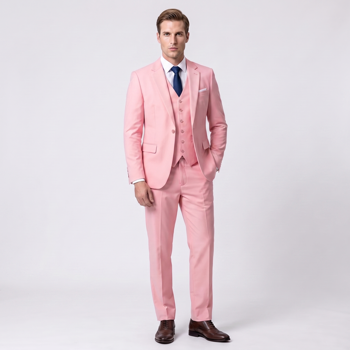 Menseventwear Fashion 3 Pieces Mens Suit Flat Notch Lapel Tuxedos (Blazer+vest+Pants) Mens Event Wear