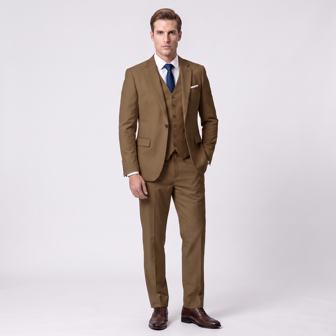 Menseventwear Fashion 3 Pieces Mens Suit Flat Notch Lapel Tuxedos (Blazer+vest+Pants) Mens Event Wear