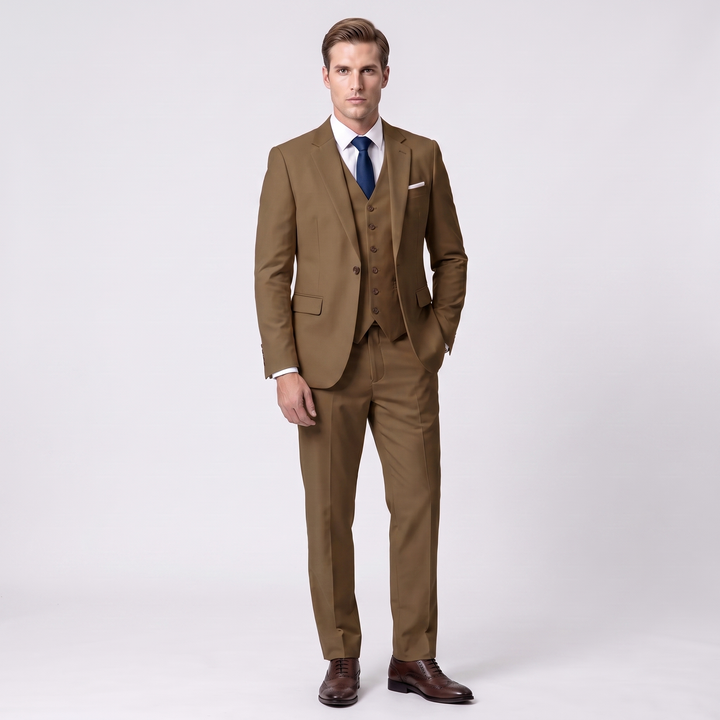 Menseventwear Fashion 3 Pieces Mens Suit Flat Notch Lapel Tuxedos (Blazer+vest+Pants) Mens Event Wear
