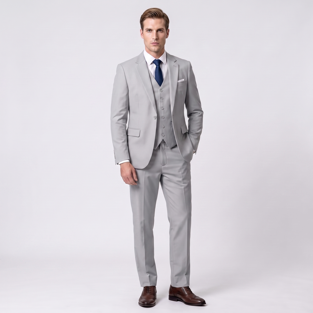 Menseventwear Fashion 3 Pieces Mens Suit Flat Notch Lapel Tuxedos (Blazer+vest+Pants) Mens Event Wear