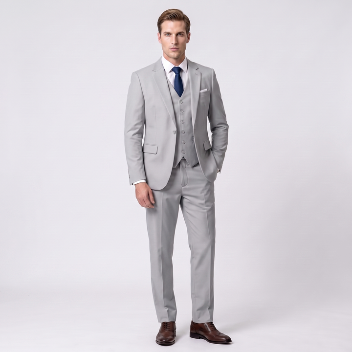 Menseventwear Fashion 3 Pieces Mens Suit Flat Notch Lapel Tuxedos (Blazer+vest+Pants) Mens Event Wear
