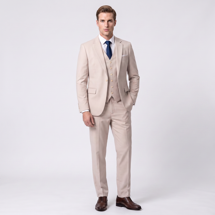 Menseventwear Fashion 3 Pieces Mens Suit Flat Notch Lapel Tuxedos (Blazer+vest+Pants) Mens Event Wear