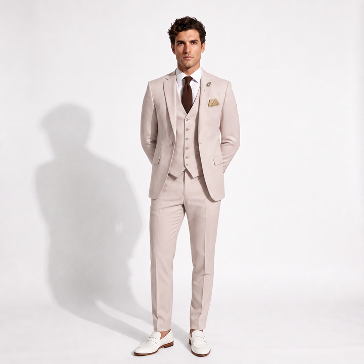 Menseventwear Fashion 3 Pieces Mens Suit Flat Notch Lapel Tuxedos (Blazer+vest+Pants) Mens Event Wear