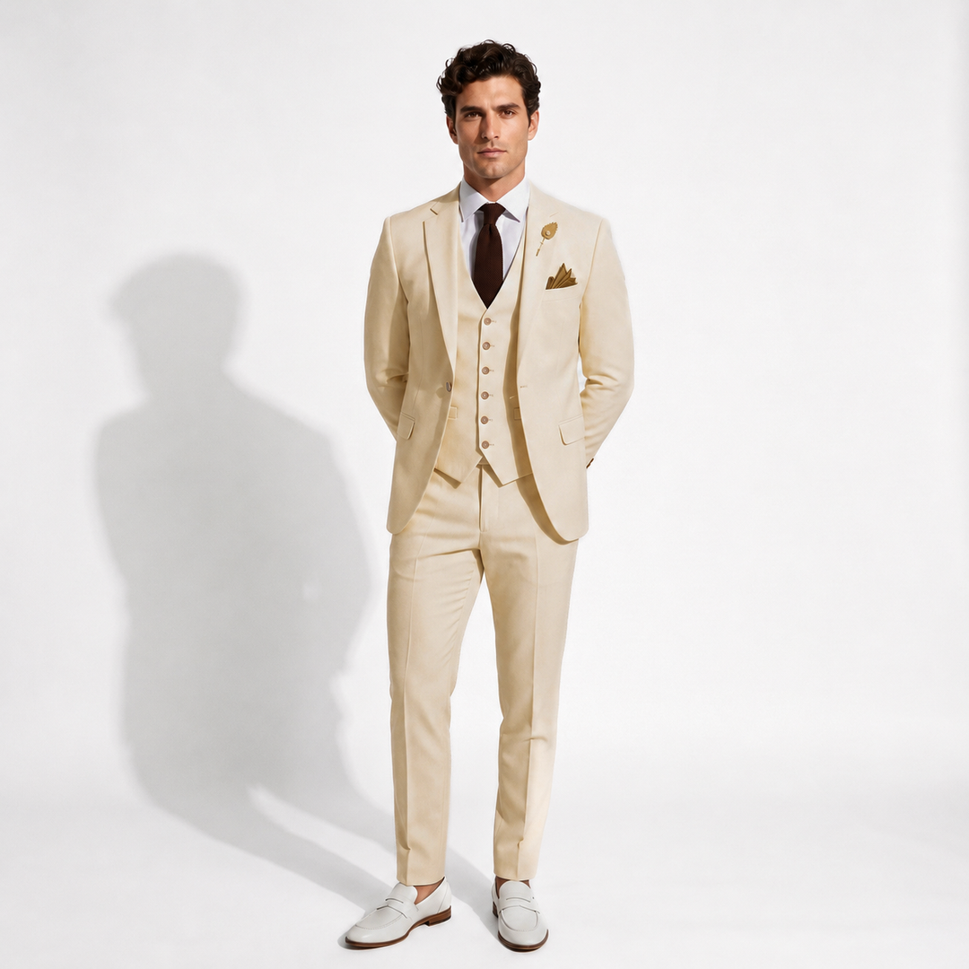 Menseventwear Fashion 3 Pieces Mens Suit Flat Notch Lapel Tuxedos (Blazer+vest+Pants) Mens Event Wear