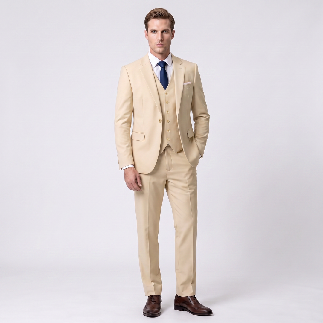 Menseventwear Fashion 3 Pieces Mens Suit Flat Notch Lapel Tuxedos (Blazer+vest+Pants) Mens Event Wear