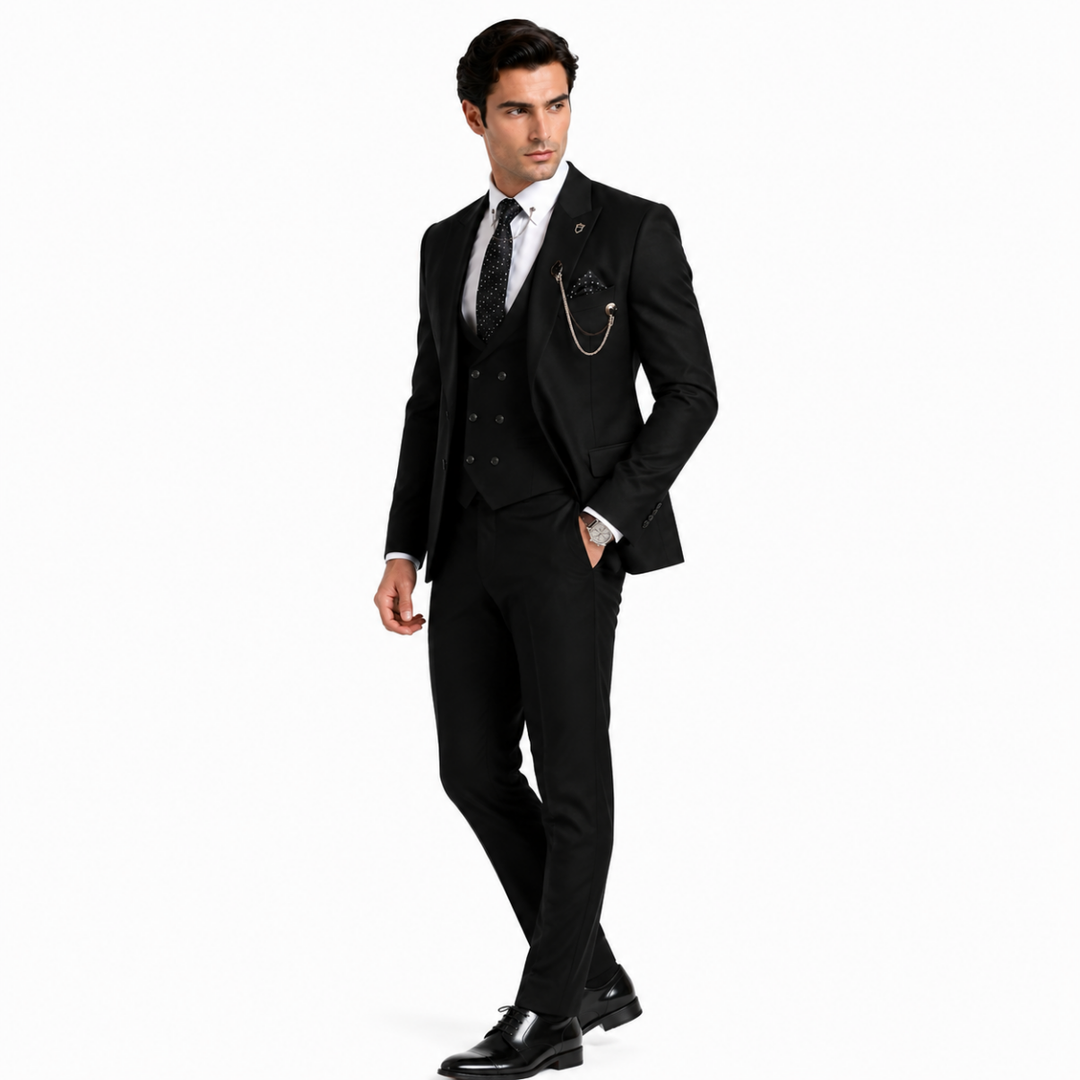 Menseventwear Fashion 3 Pieces Mens Suit Peak Lapel Tuxedos For Wedding (Blazer+vest+Pants) Mens Event Wear