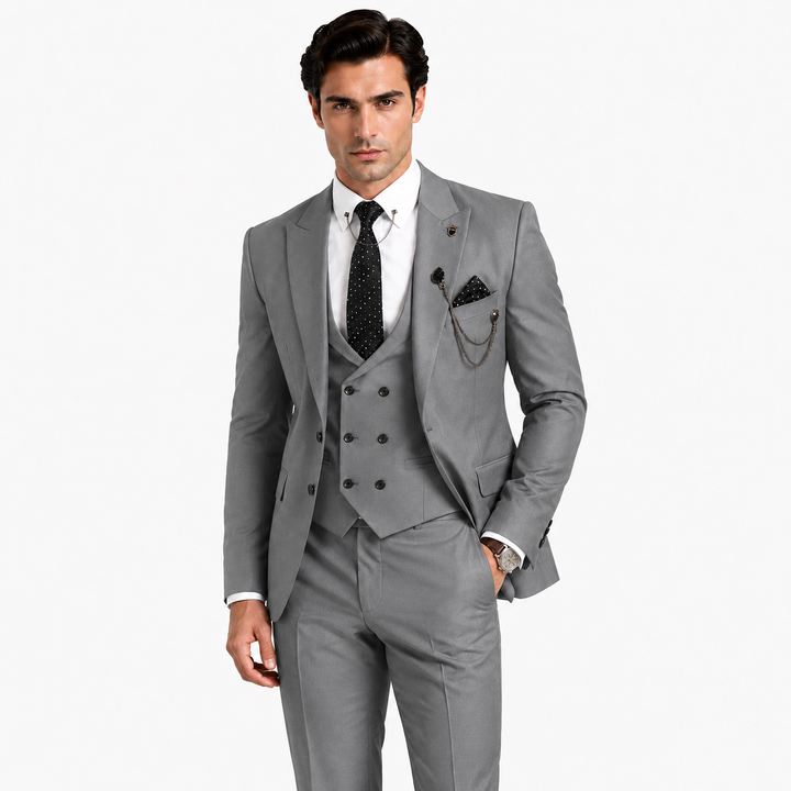 Menseventwear Fashion 3 Pieces Mens Suit Peak Lapel Tuxedos For Wedding (Blazer+vest+Pants) Mens Event Wear
