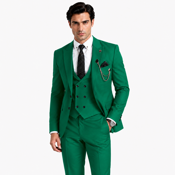 Menseventwear Fashion 3 Pieces Mens Suit Peak Lapel Tuxedos For Wedding (Blazer+vest+Pants) Mens Event Wear