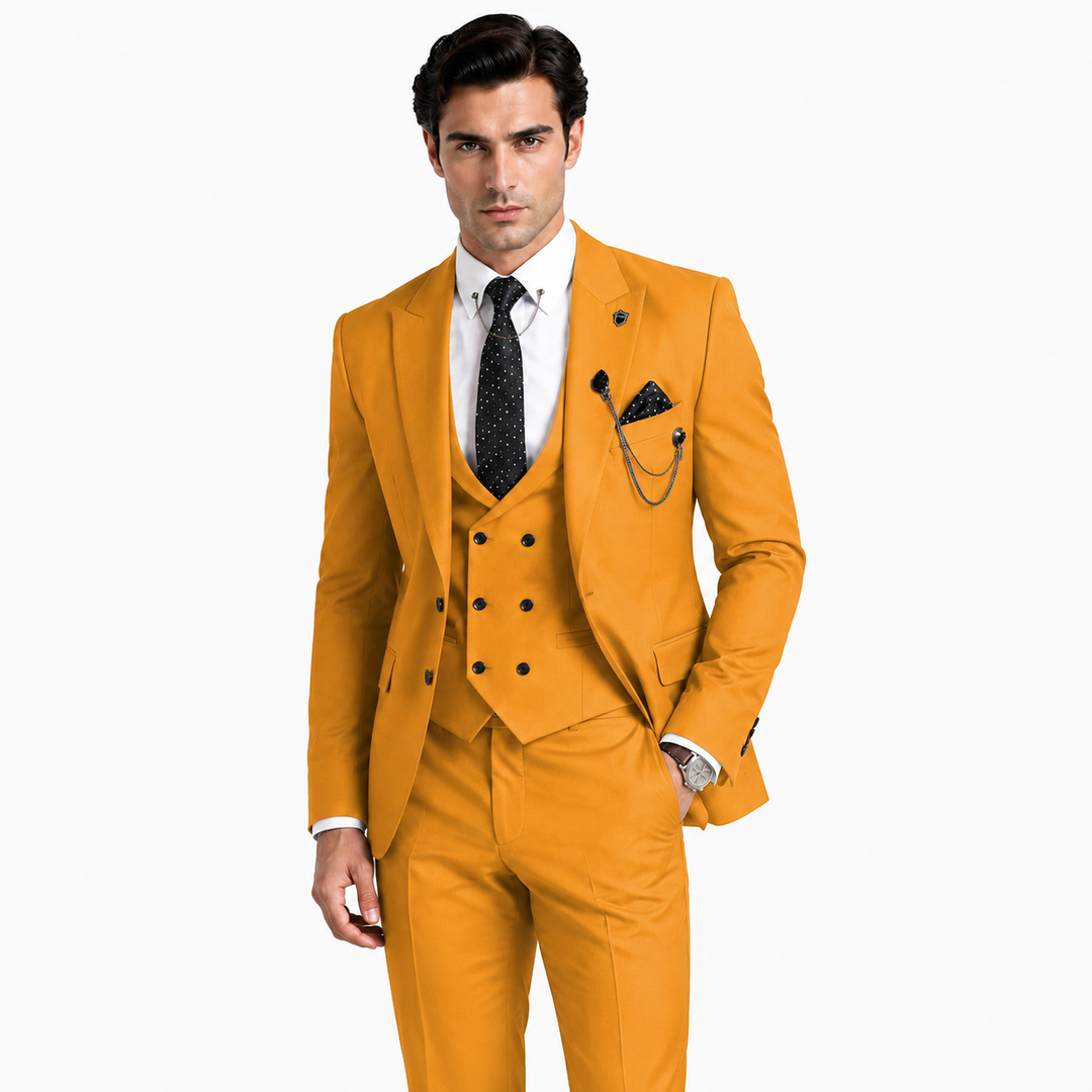Menseventwear Fashion 3 Pieces Mens Suit Peak Lapel Tuxedos For Wedding (Blazer+vest+Pants) Mens Event Wear