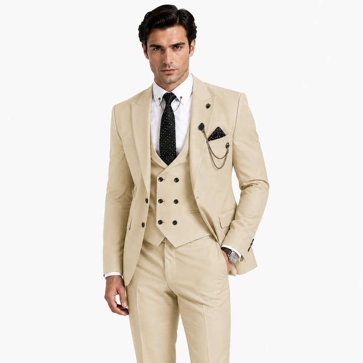 Menseventwear Fashion 3 Pieces Mens Suit Peak Lapel Tuxedos For Wedding (Blazer+vest+Pants) Mens Event Wear