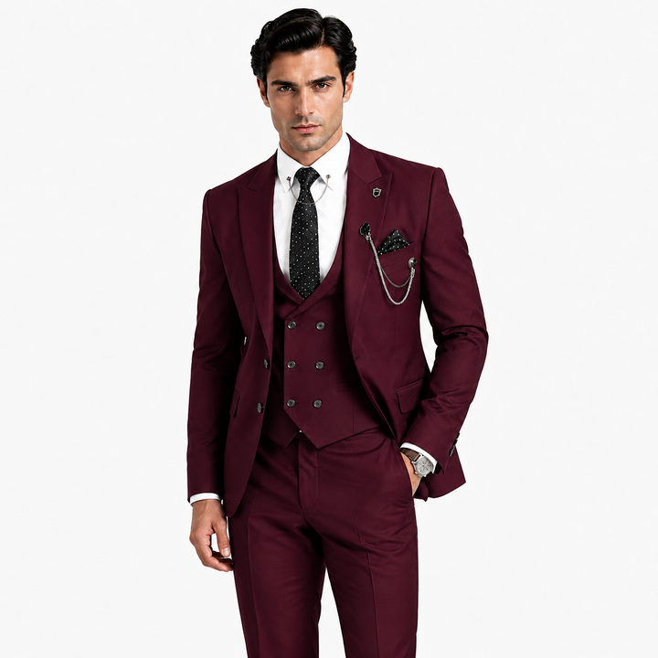 Menseventwear Fashion 3 Pieces Mens Suit Peak Lapel Tuxedos For Wedding (Blazer+vest+Pants) Mens Event Wear