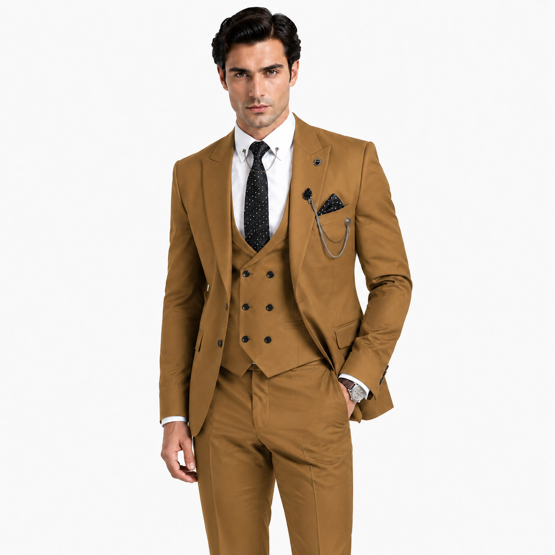 Menseventwear Fashion 3 Pieces Mens Suit Peak Lapel Tuxedos For Wedding (Blazer+vest+Pants) Mens Event Wear