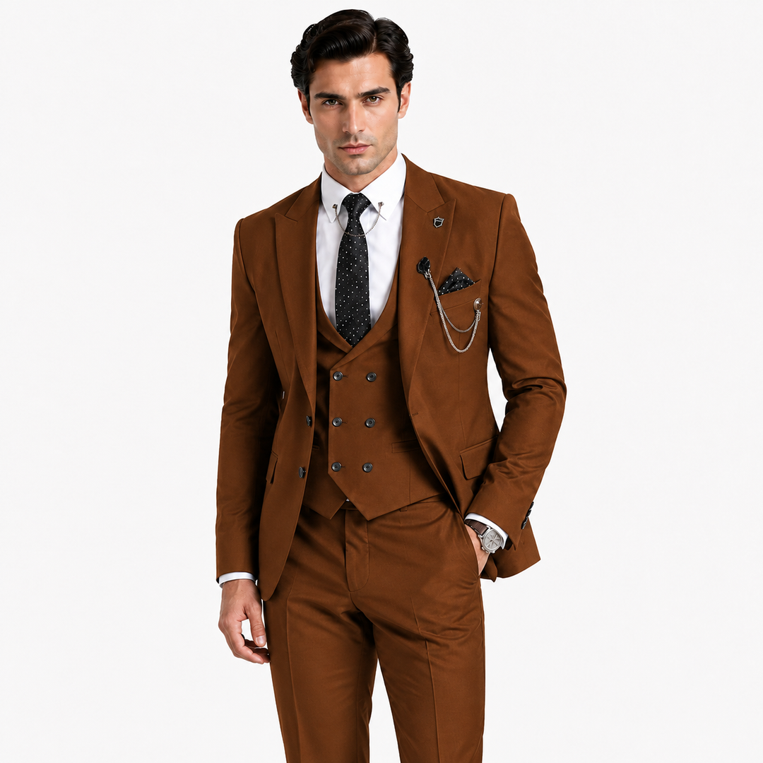 Menseventwear Fashion 3 Pieces Mens Suit Peak Lapel Tuxedos For Wedding (Blazer+vest+Pants) Mens Event Wear