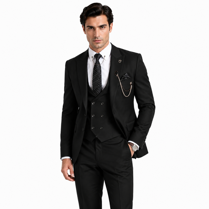 Menseventwear Fashion 3 Pieces Mens Suit Peak Lapel Tuxedos For Wedding (Blazer+vest+Pants) Mens Event Wear