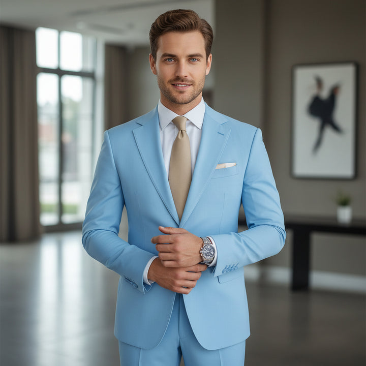 Menseventwear Formal 2 Piece Men's Suit Solid Color Notched Lapel Groomsmen (Blazer + Pants) mens event wear