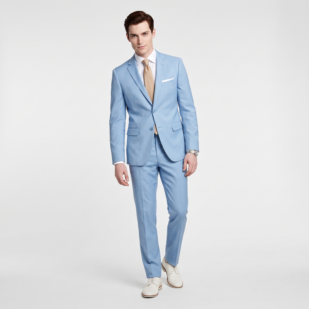Menseventwear Formal 2 Pieces Men's Solid Color Notched Lapel Suit Groomsmen (Blazer + Pants) Mens Event Wear