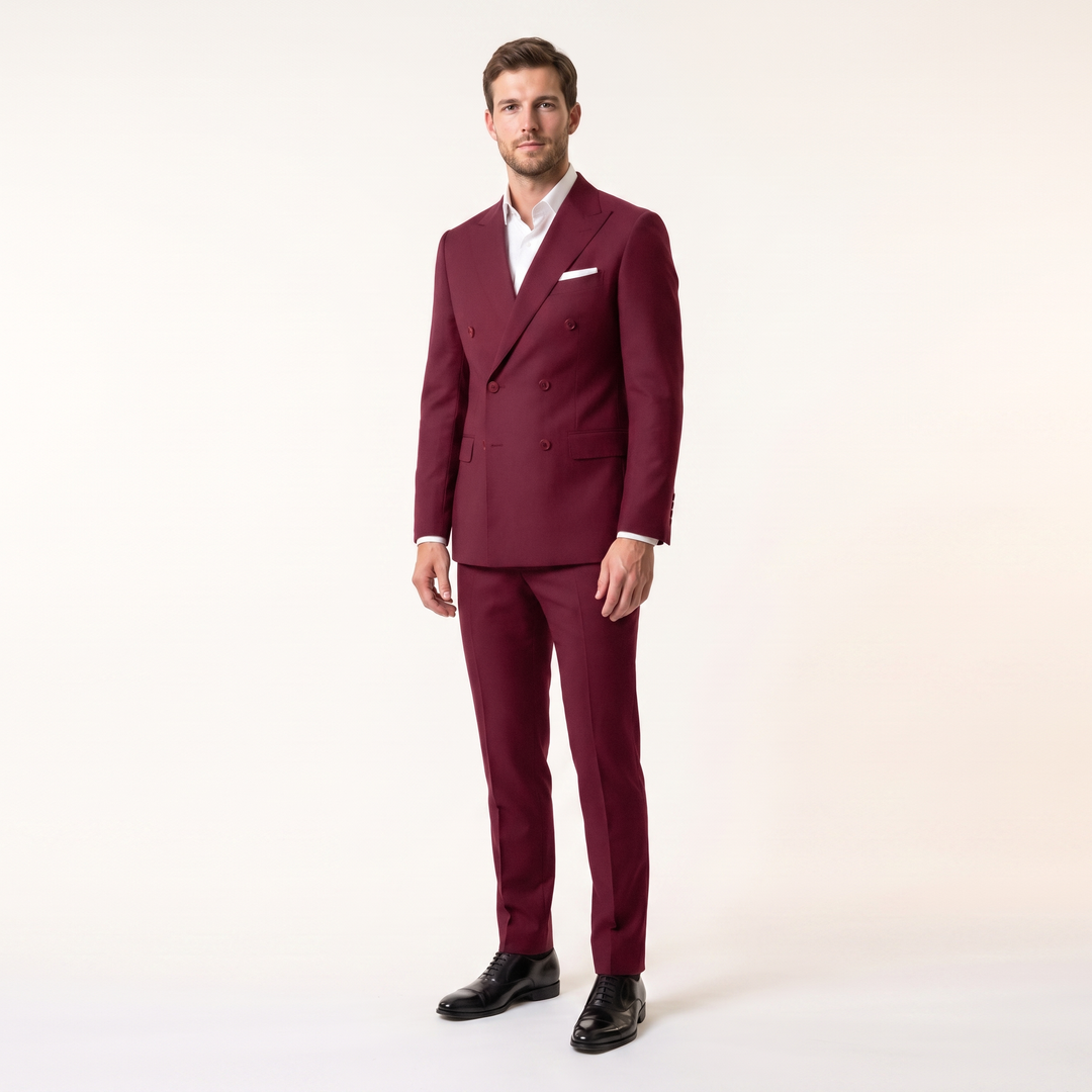 Menseventwear Formal 2 Pieces Men’s Suit Slim Fit Flat Peak Lapel Tuxedos (Blazer+Pants) Mens Event Wear