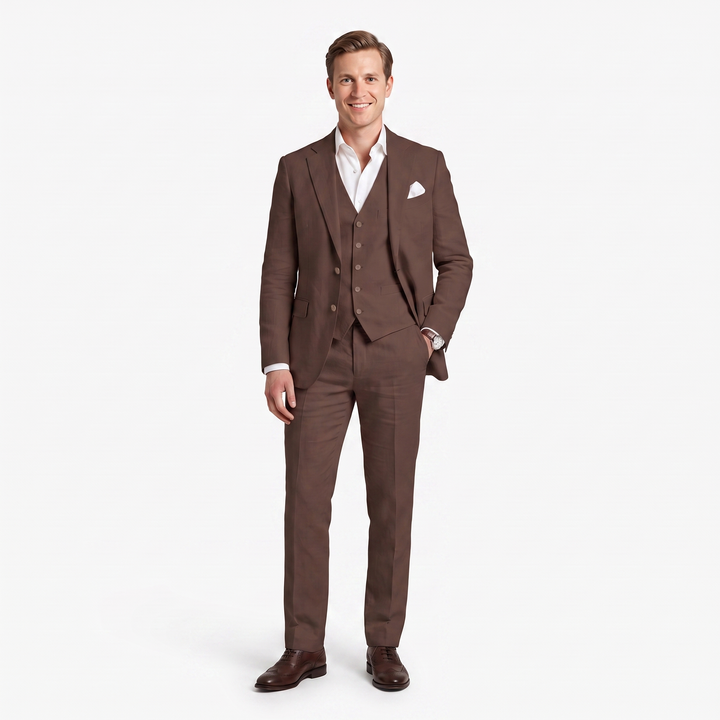 Menseventwear Formal 3 Pieces Men’s Suit Flat Linen Notch Lapel Suit (Blazer+Vest+Pants) Mens Event Wear