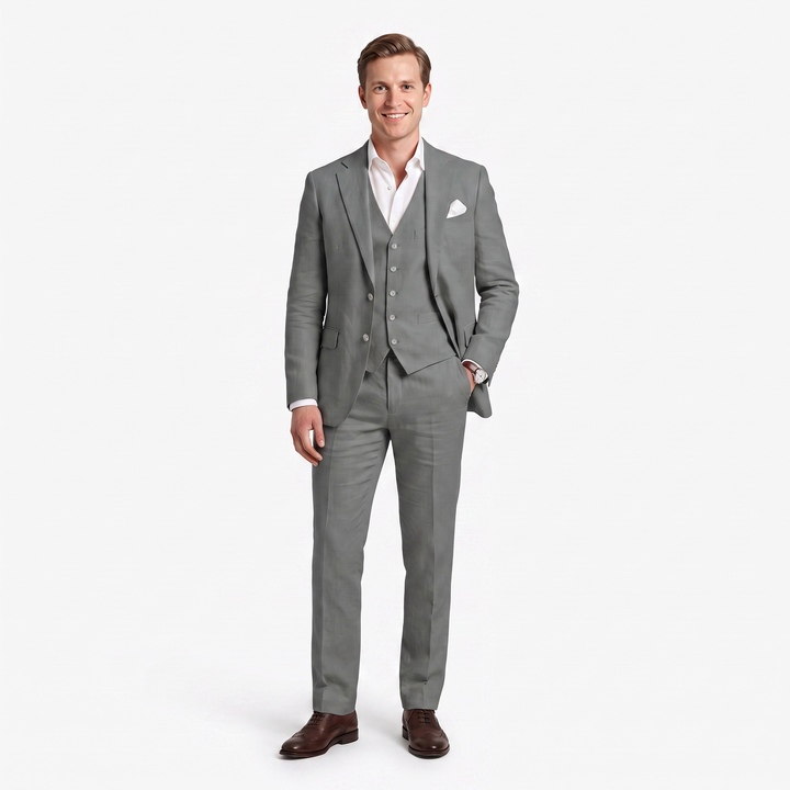 Menseventwear Formal 3 Pieces Men’s Suit Flat Linen Notch Lapel Suit (Blazer+Vest+Pants) Mens Event Wear