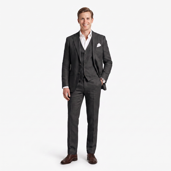 Menseventwear Formal 3 Pieces Men’s Suit Flat Linen Notch Lapel Suit (Blazer+Vest+Pants) Mens Event Wear