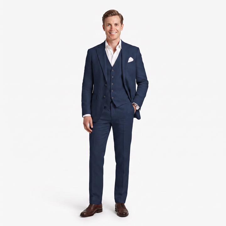 Menseventwear Formal 3 Pieces Men’s Suit Flat Linen Notch Lapel Suit (Blazer+Vest+Pants) Mens Event Wear